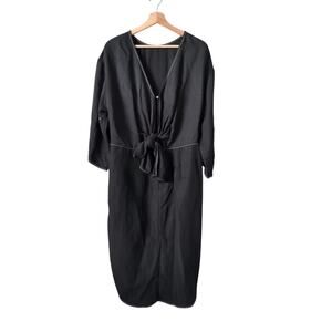 Rejina Pyo Dress Medium Black Art-To-Wear Artsy Long Sleeve Midi Contrast Stitch